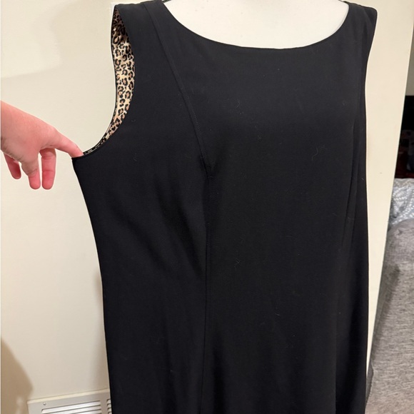 Tahari ASL | Black A-Line Dress with animal print - Picture 7 of 10